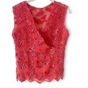 Red Burnout Velvet Wrap Blouse